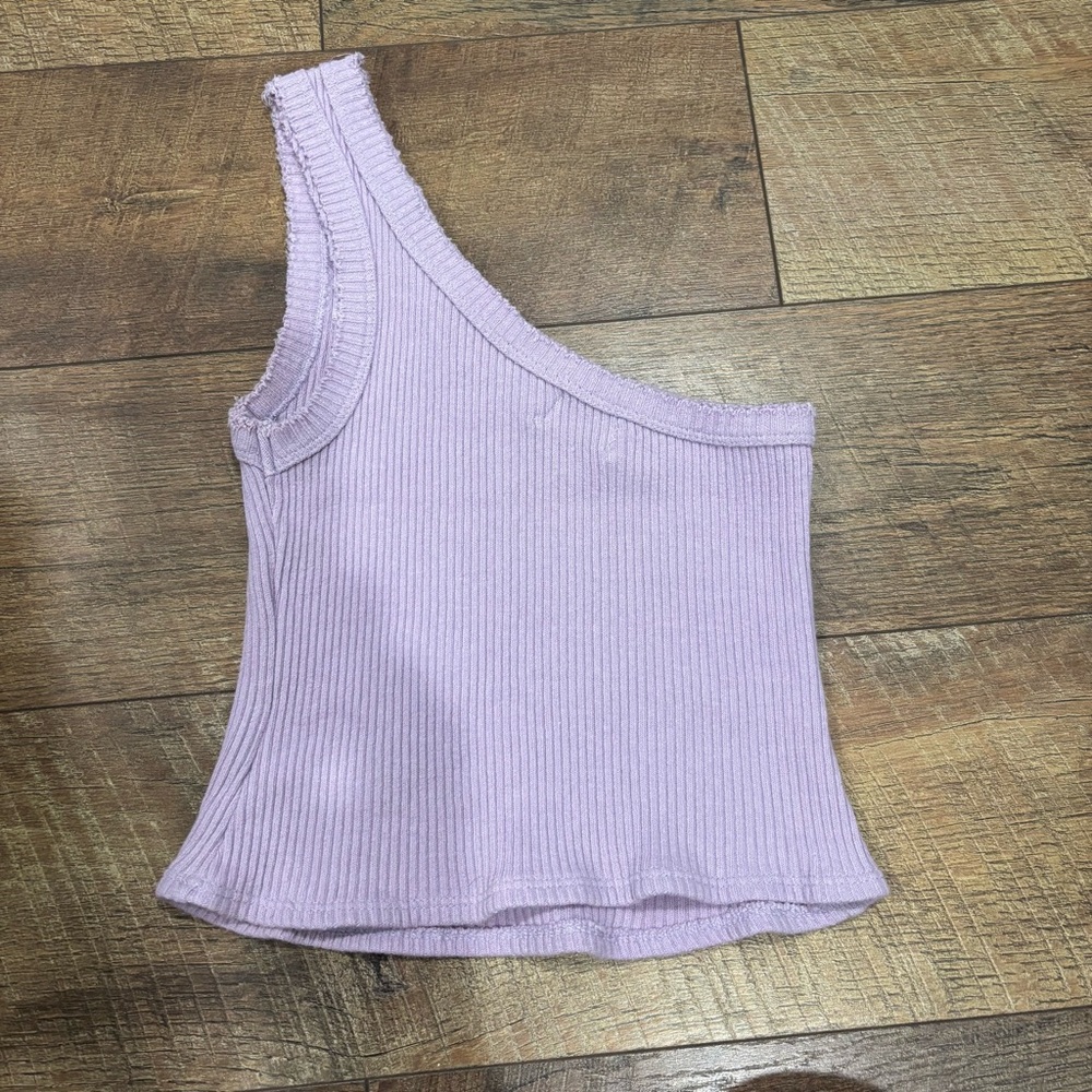 Purple Urban Ourfitters One Shoulder Crop Top